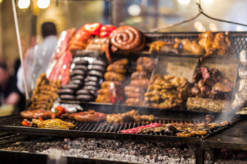 Traditional barbecue at the Mercado del Puerto in Montevideo Traditional barbecue at the Mercado del Puerto in Montevideo