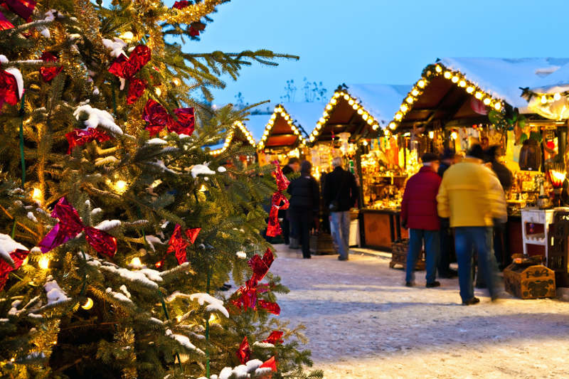 European Christmas market stalls