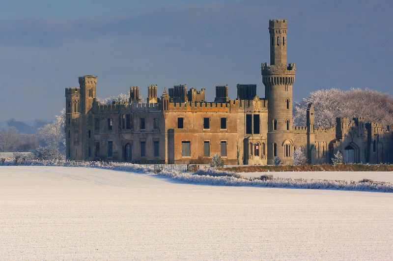 irish castle in snow