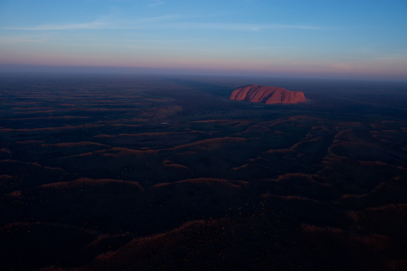 Travel Associates aerial of uluru at dusk