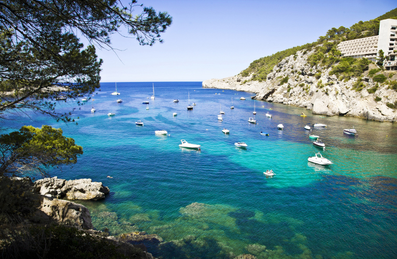 clear waters off the island of Ibiza, Spain,