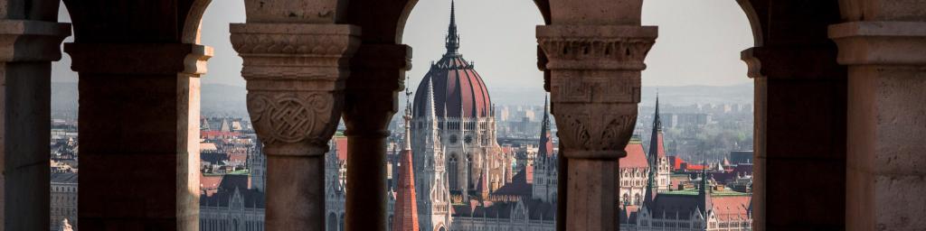 Travel Associates overlooking budapest parliament from fisherman's bastion