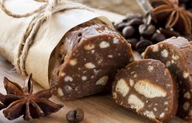 Chocolate salami, a sweet treat from Portugal, Europe