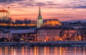 Travel Associates bratislava city and castle at dusk